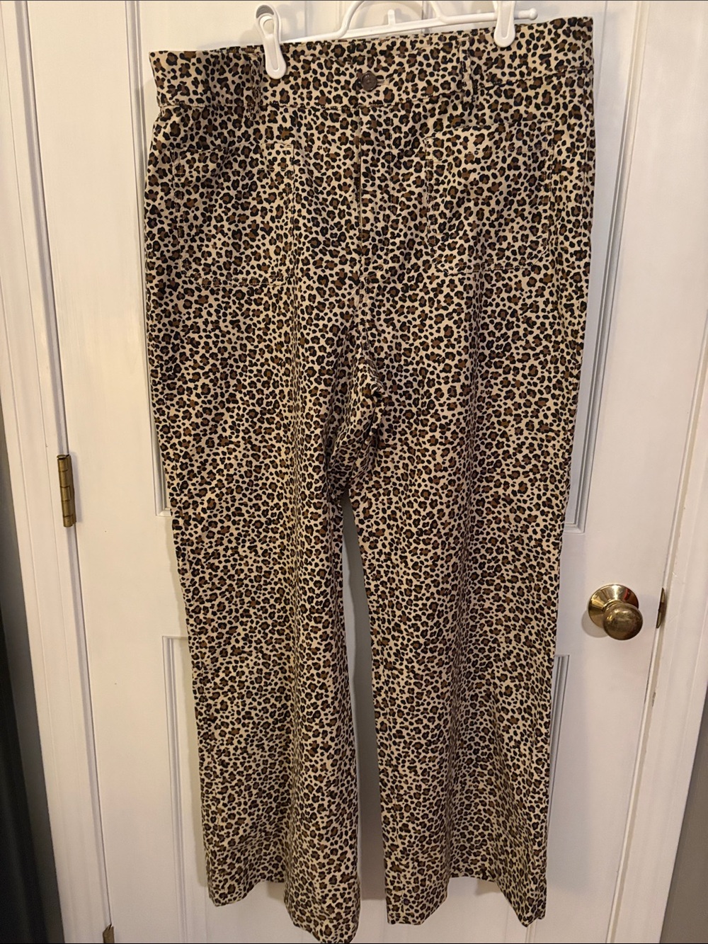 J. Crew size 33 Wide-Leg Leopard Print Pants in Beige/Brown cotton / linen blend